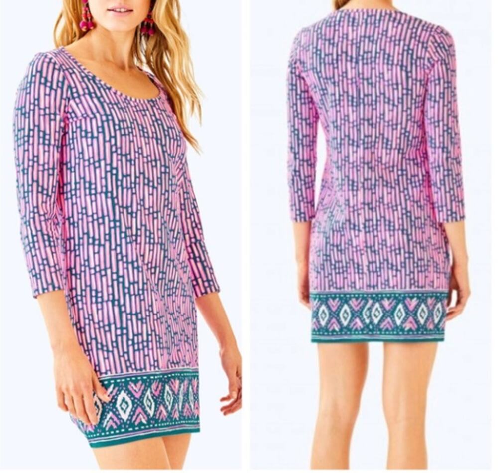 Lilly Pulitzer Beacon Dress Slathouse Striped Pima Cotton sz L EUC